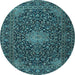 Round Machine Washable Persian Light Blue Traditional Rug, wshtr1201lblu