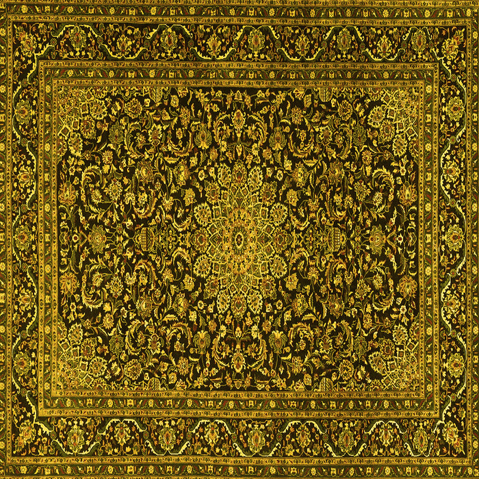 Square Machine Washable Persian Yellow Traditional Rug, wshtr1201yw