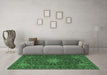 Machine Washable Persian Emerald Green Traditional Area Rugs in a Living Room,, wshtr1201emgrn