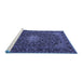 Sideview of Machine Washable Persian Blue Traditional Rug, wshtr1201blu