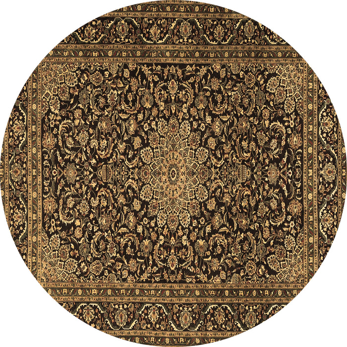 Round Persian Brown Traditional Rug, tr1201brn