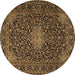 Round Machine Washable Persian Brown Traditional Rug, wshtr1201brn