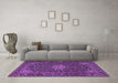 Machine Washable Persian Purple Traditional Area Rugs in a Living Room, wshtr1201pur