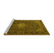 Sideview of Machine Washable Persian Yellow Traditional Rug, wshtr1201yw