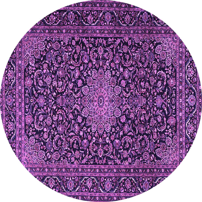Round Machine Washable Persian Purple Traditional Area Rugs, wshtr1201pur
