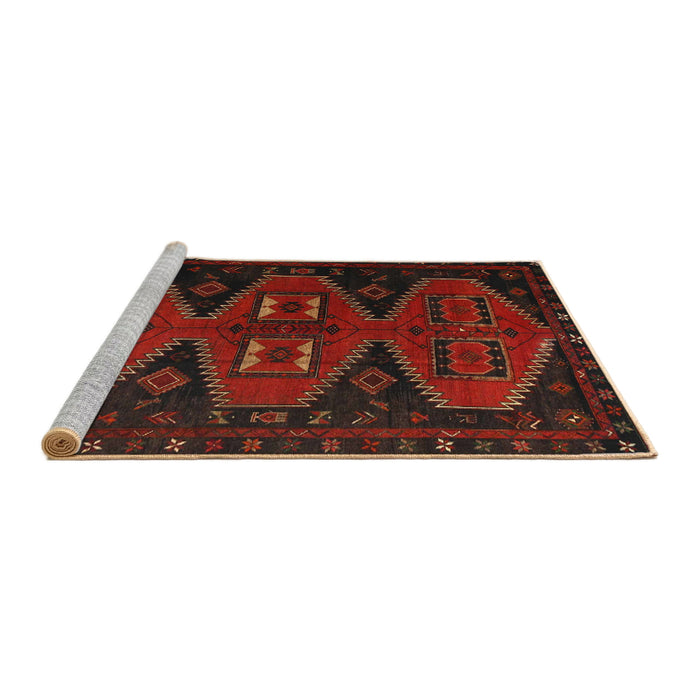 Sideview of Machine Washable Traditional Bakers Brown Rug, wshtr1202
