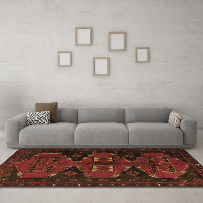 Machine Washable Persian Brown Traditional Rug in a Living Room,, wshtr1202brn