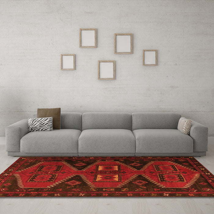 Machine Washable Persian Orange Traditional Area Rugs in a Living Room, wshtr1202org