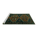 Sideview of Machine Washable Persian Turquoise Traditional Area Rugs, wshtr1202turq