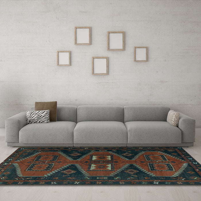 Machine Washable Persian Light Blue Traditional Rug in a Living Room, wshtr1202lblu