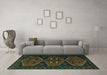 Machine Washable Persian Turquoise Traditional Area Rugs in a Living Room,, wshtr1202turq