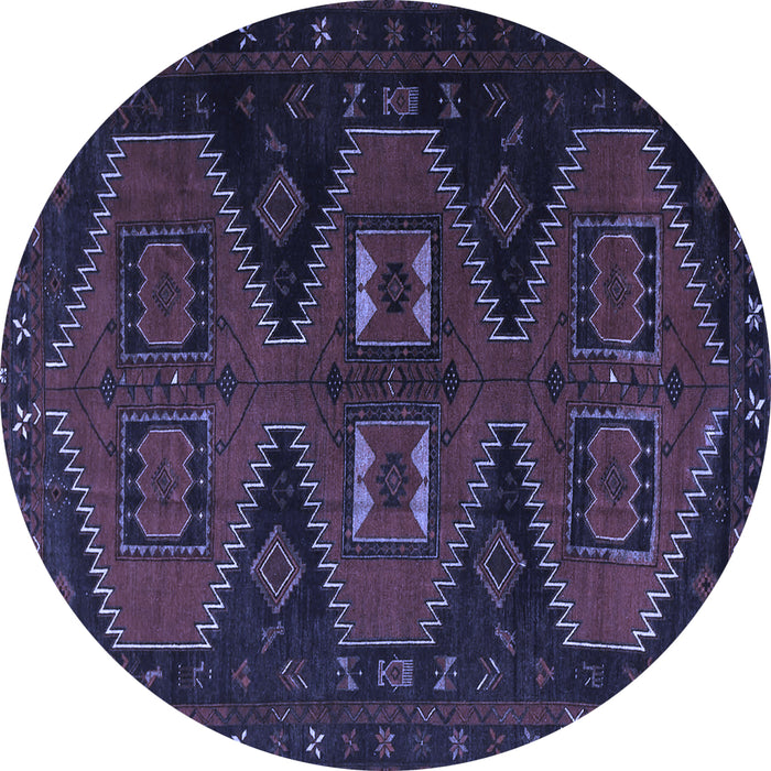 Round Persian Blue Traditional Rug, tr1202blu