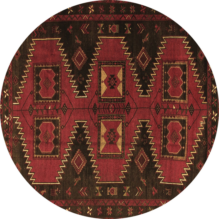 Round Machine Washable Persian Brown Traditional Rug, wshtr1202brn