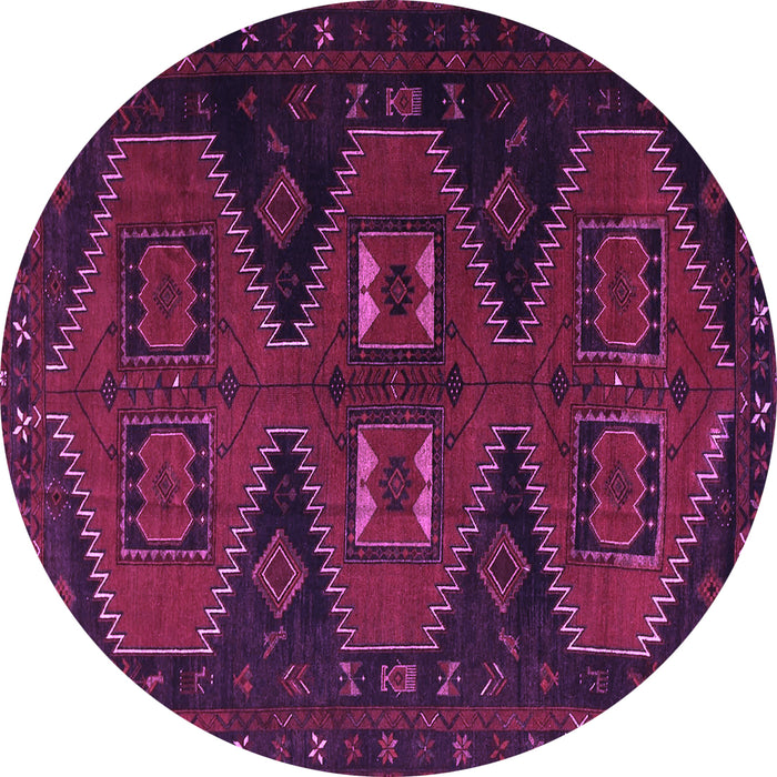 Round Machine Washable Persian Purple Traditional Area Rugs, wshtr1202pur
