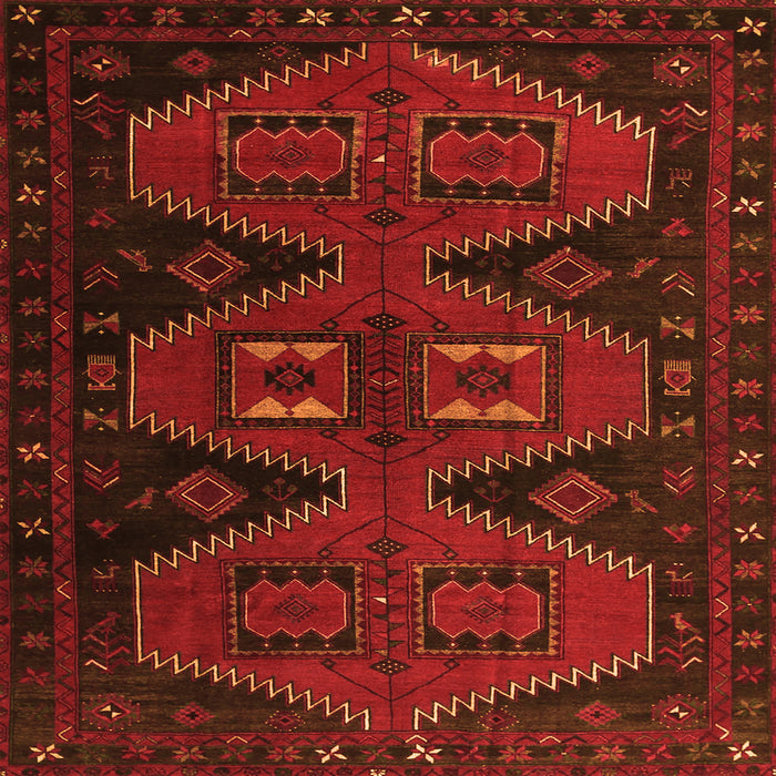 Round Machine Washable Persian Orange Traditional Area Rugs, wshtr1202org