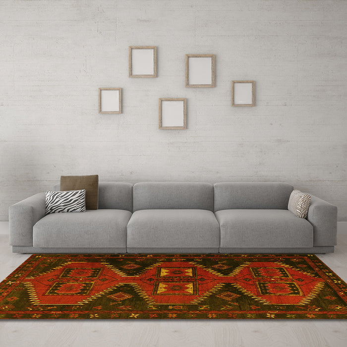 Machine Washable Persian Yellow Traditional Rug in a Living Room, wshtr1202yw