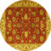 Round Machine Washable Persian Yellow Traditional Rug, wshtr1203yw