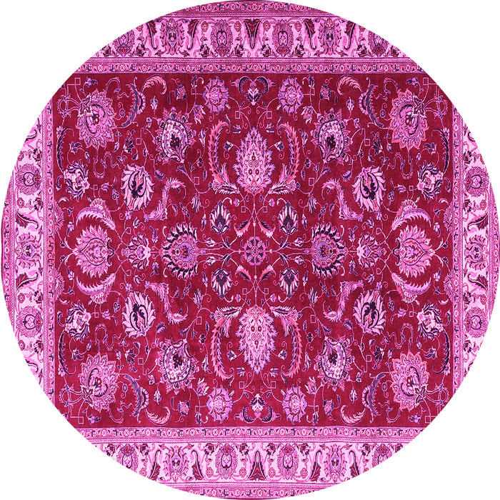Round Persian Pink Traditional Rug, tr1203pnk