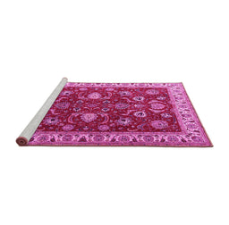 Sideview of Machine Washable Persian Pink Traditional Rug, wshtr1203pnk