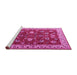 Sideview of Machine Washable Persian Pink Traditional Rug, wshtr1203pnk