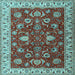 Square Machine Washable Persian Light Blue Traditional Rug, wshtr1203lblu