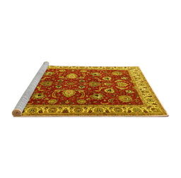 Sideview of Machine Washable Persian Yellow Traditional Rug, wshtr1203yw