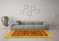 Machine Washable Persian Yellow Traditional Rug, wshtr1203yw