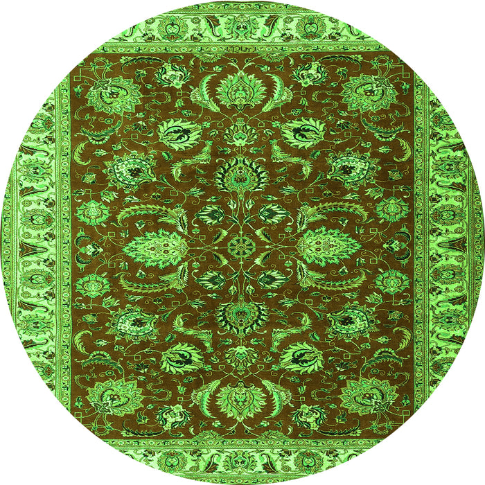 Square Persian Green Traditional Rug, tr1203grn