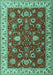 Machine Washable Persian Turquoise Traditional Area Rugs, wshtr1203turq