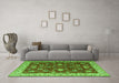 Machine Washable Persian Green Traditional Area Rugs in a Living Room,, wshtr1203grn