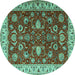 Round Persian Turquoise Traditional Rug, tr1203turq