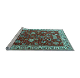 Sideview of Machine Washable Persian Light Blue Traditional Rug, wshtr1203lblu