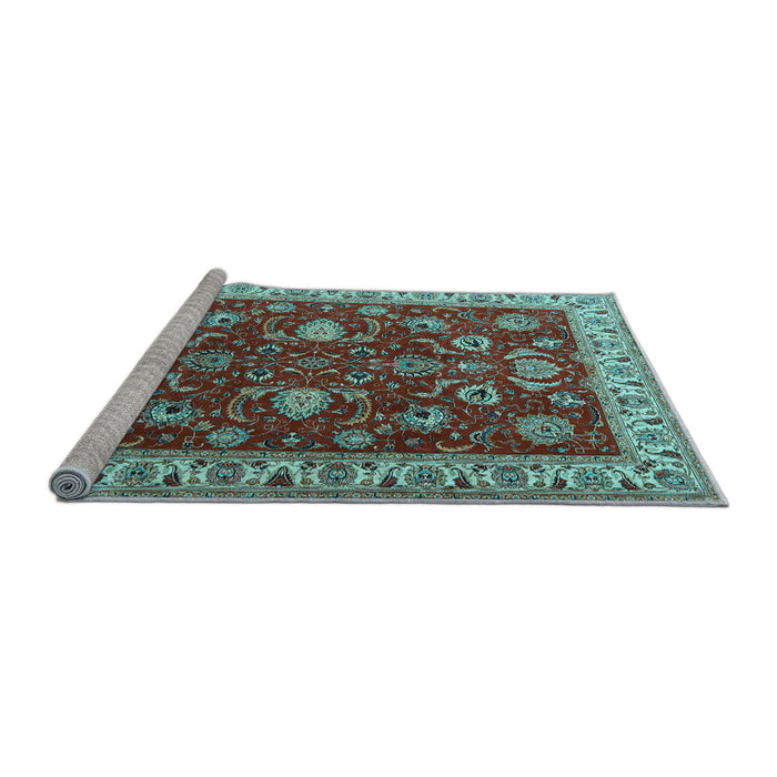 Sideview of Machine Washable Persian Light Blue Traditional Rug, wshtr1203lblu