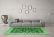 Machine Washable Persian Emerald Green Traditional Area Rugs in a Living Room,, wshtr1203emgrn