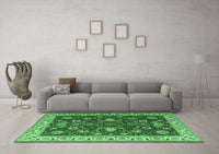 Machine Washable Persian Emerald Green Traditional Rug, wshtr1203emgrn