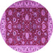 Round Machine Washable Persian Purple Traditional Area Rugs, wshtr1203pur