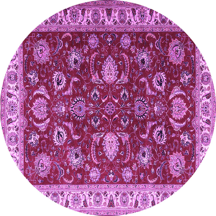 Round Persian Purple Traditional Rug, tr1203pur