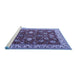 Sideview of Machine Washable Persian Blue Traditional Rug, wshtr1203blu