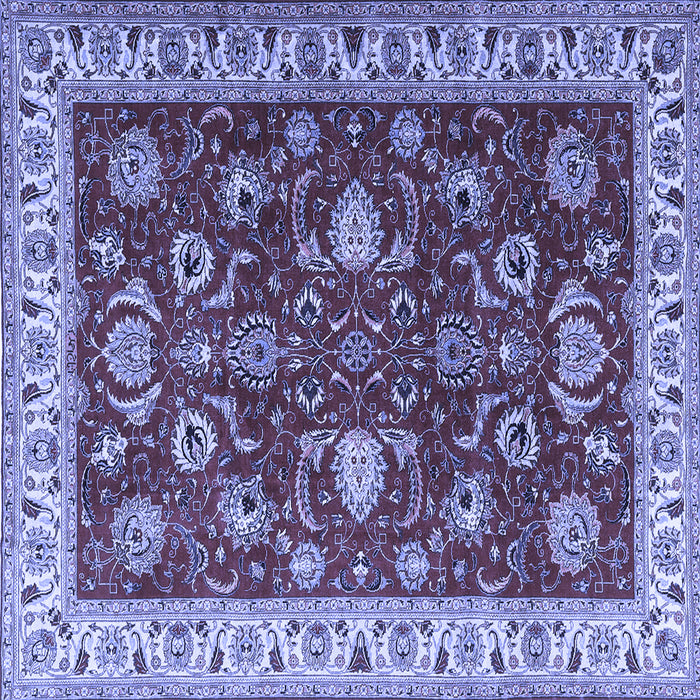 Square Machine Washable Persian Blue Traditional Rug, wshtr1203blu