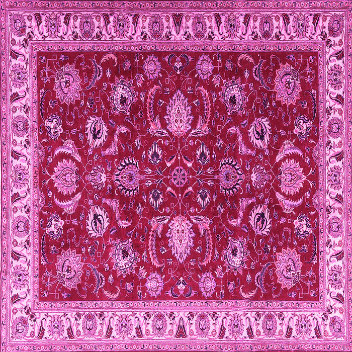 Square Machine Washable Persian Pink Traditional Rug, wshtr1203pnk