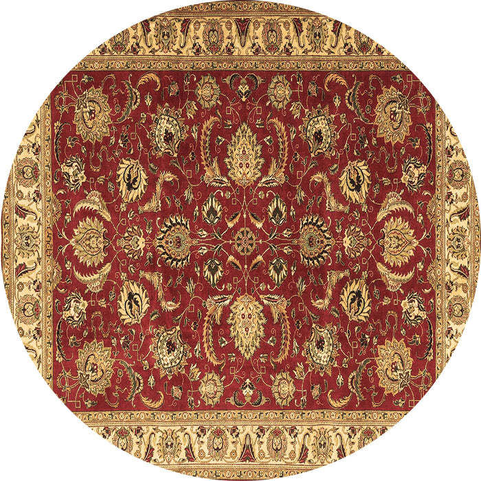Round Persian Brown Traditional Rug, tr1203brn