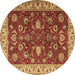 Round Persian Brown Traditional Rug, tr1203brn