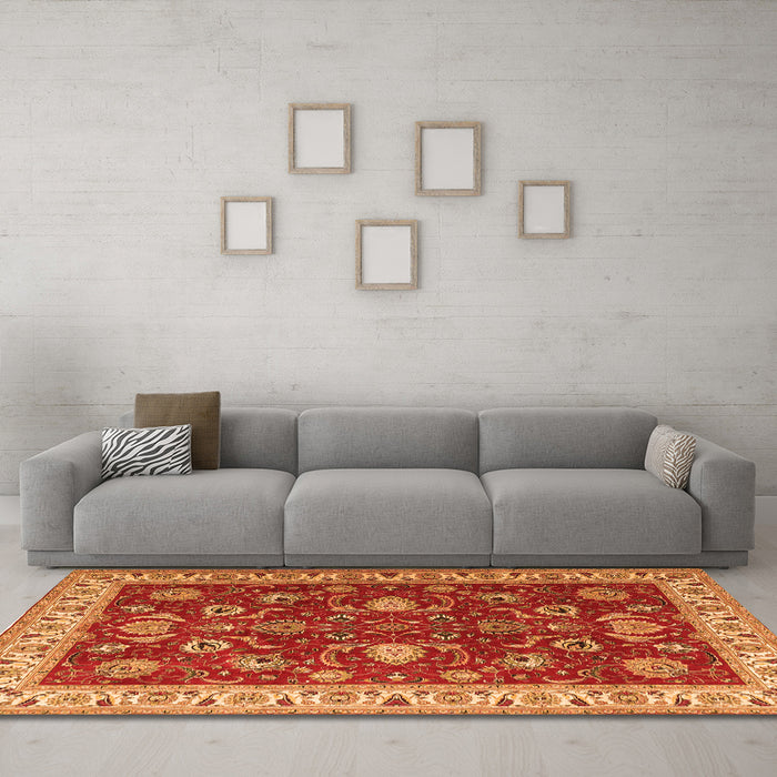Machine Washable Persian Orange Traditional Area Rugs in a Living Room, wshtr1203org