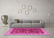 Machine Washable Persian Pink Traditional Rug in a Living Room, wshtr1203pnk