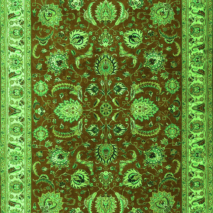 Serging Thickness of Machine Washable Persian Green Traditional Area Rugs, wshtr1203grn