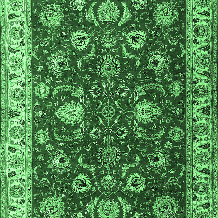 Machine Washable Persian Emerald Green Traditional Area Rugs, wshtr1203emgrn