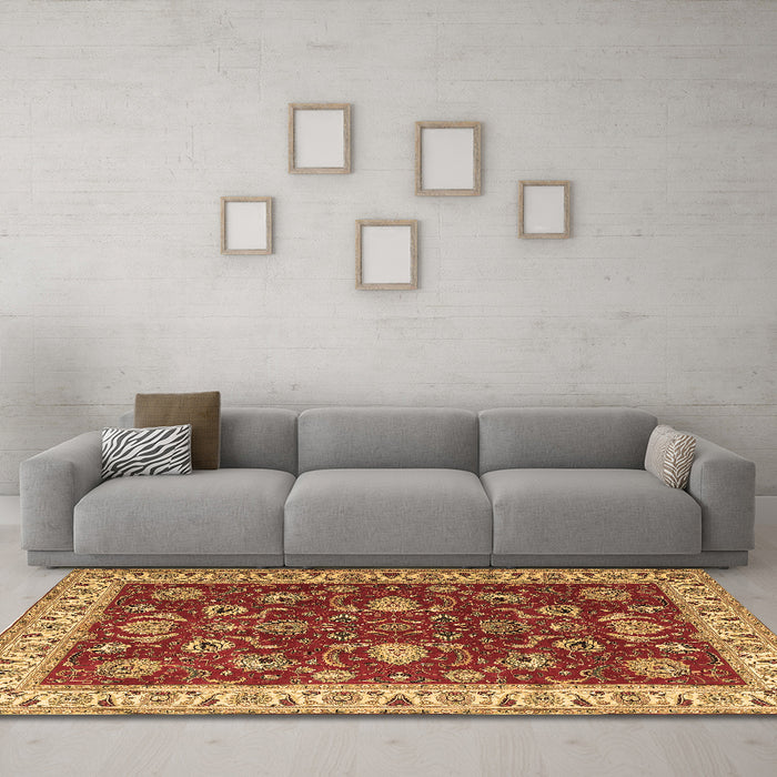 Machine Washable Persian Brown Traditional Rug in a Living Room,, wshtr1203brn