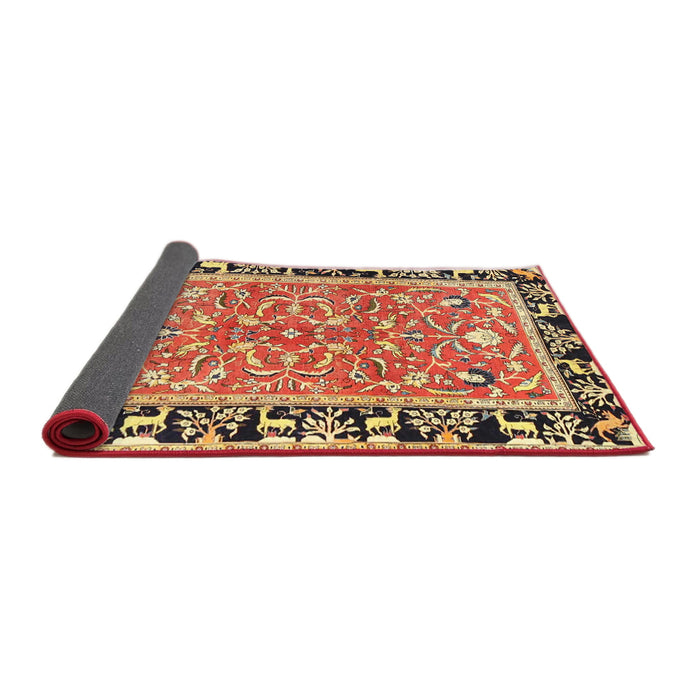 Sideview of Traditional Fire Brick Red Animal Rug, tr1204