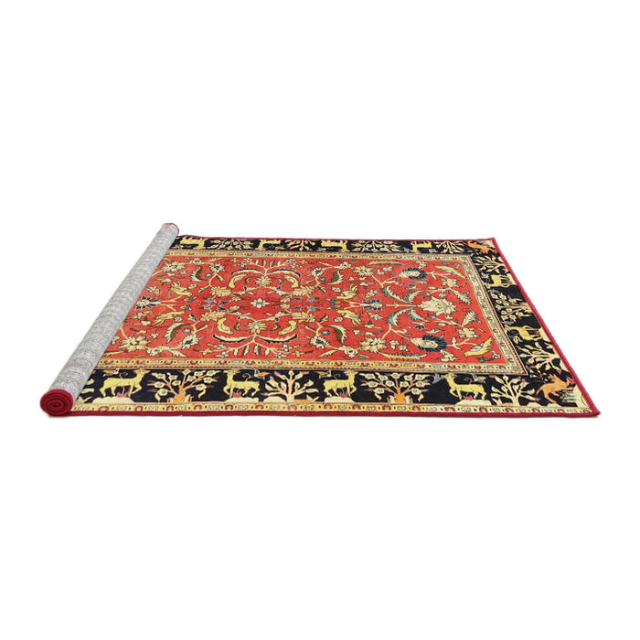 Sideview of Machine Washable Traditional Fire Brick Red Rug, wshtr1204