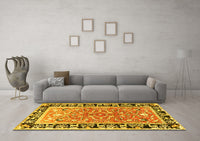 Machine Washable Animal Yellow Traditional Rug, wshtr1204yw